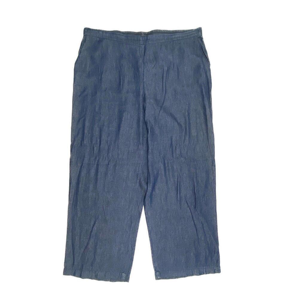 Alfred Dunner Back Elastic‎ Straight Women's size 18P Blue Chambray Denim Jeans